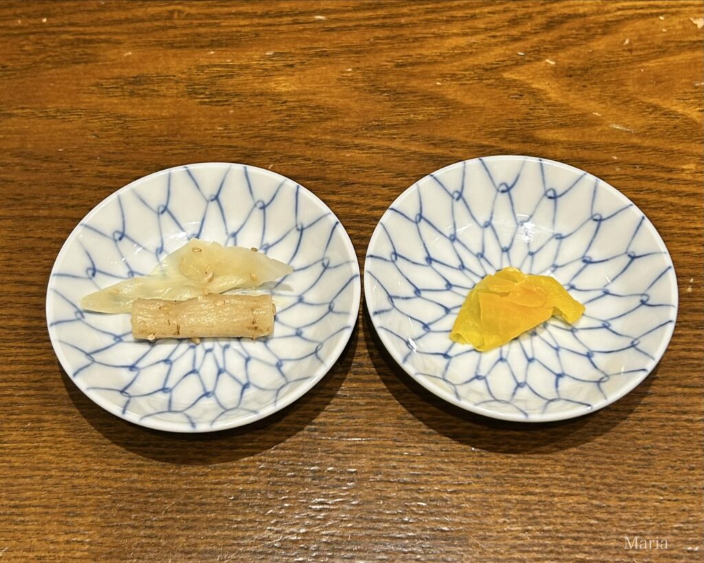 日本橋 天丼 金子半之助 日本橋総本店のがりごぼうとたくわん